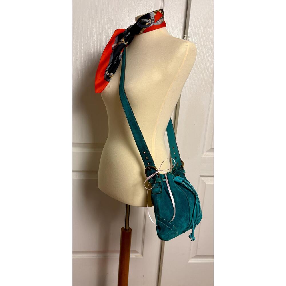 Vintage Coach Soho Suede Drawstring Cinch Bag in Turquoise Suede - Picture 2 of 15